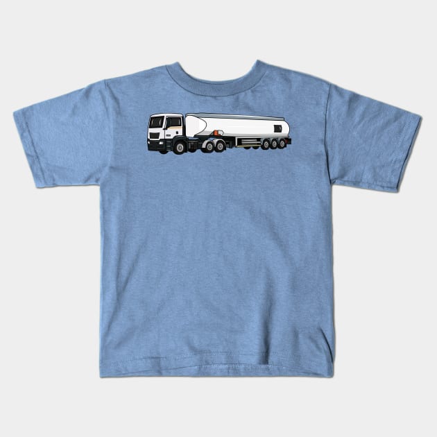 Tanker truck fuel transport cartoon illustration Kids T-Shirt by Miss Cartoon